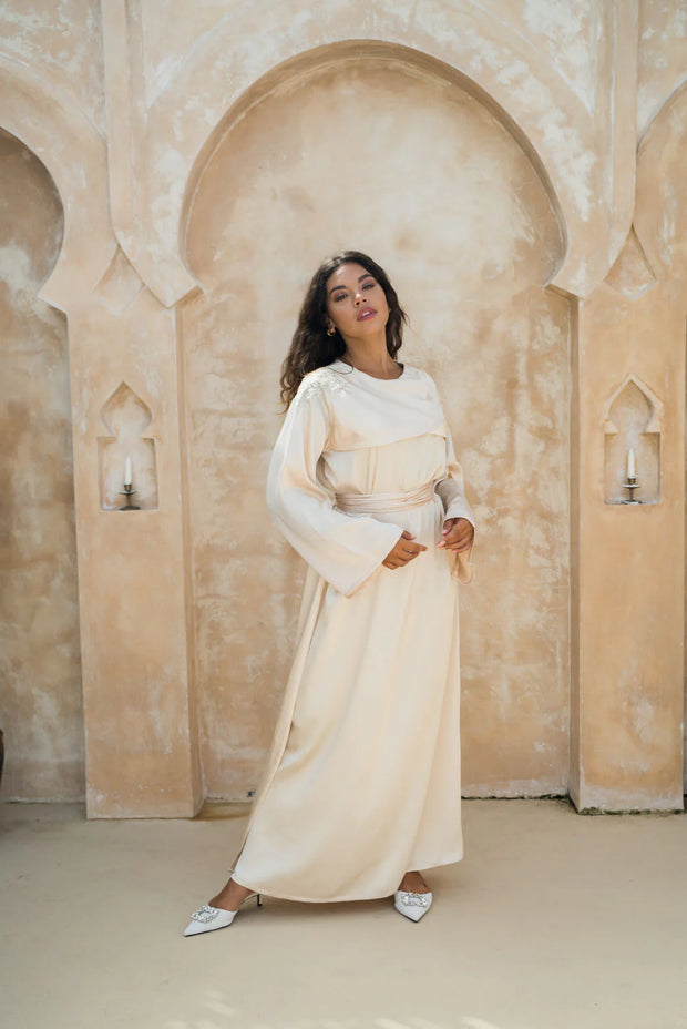 Amara Satin Maxi Dress - Ivory