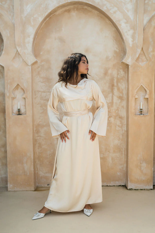 Amara Satin Maxi Dress - Ivory