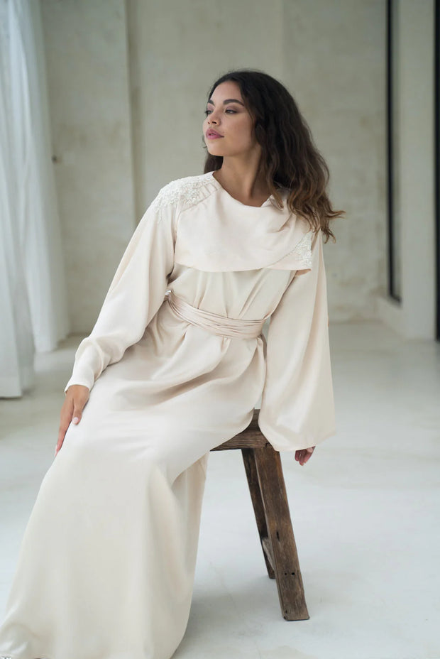 Amara Satin Maxi Dress - Ivory