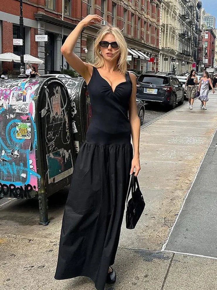 Women Elegant Fold Sling Dress