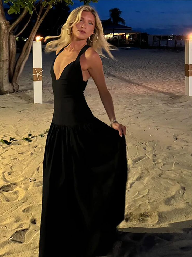 Women Elegant Fold Sling Dress