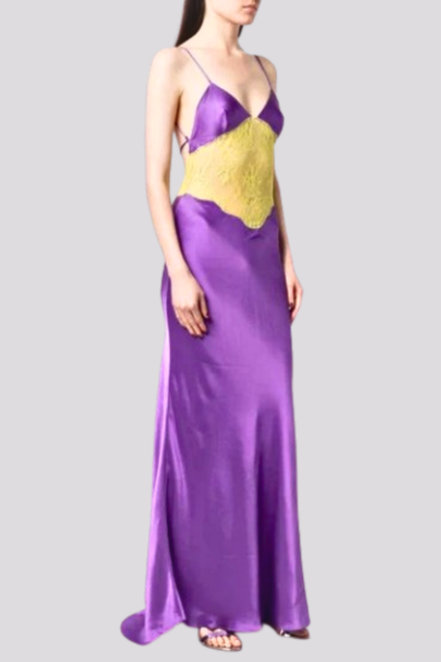 Lace-panel Maxi Slip Dress