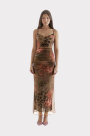 Red Rose Printed Maxi Dress