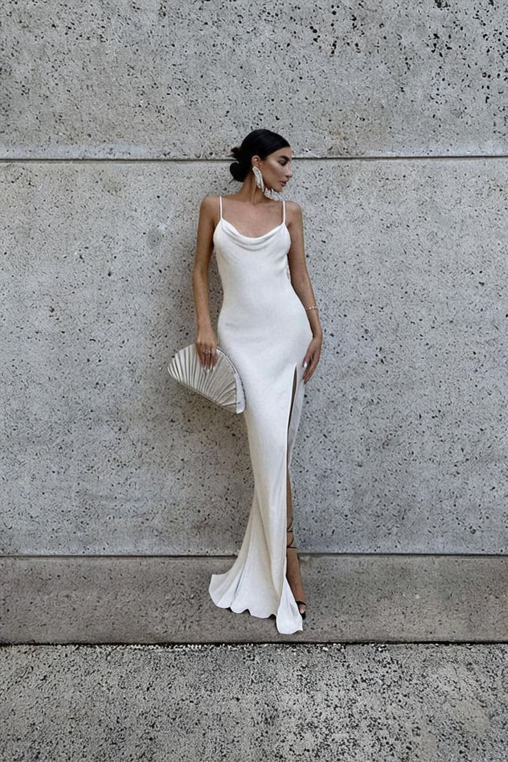 White Draped Maxi Dress