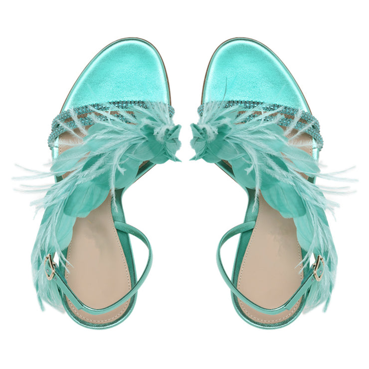 Aqua Feather Banquet High Heel