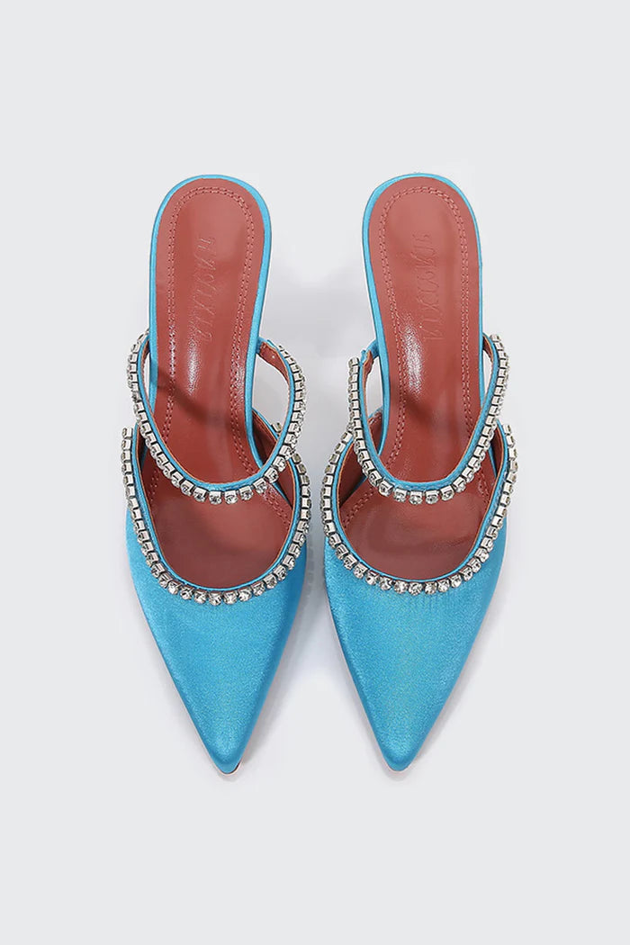 Blue Pointed Flared Heels