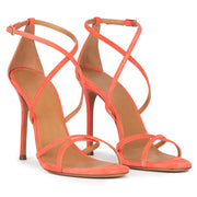 Orange Ankle Strap High Heels