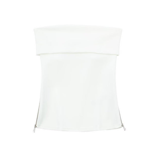 Side Zipper Cropped Bustier Top