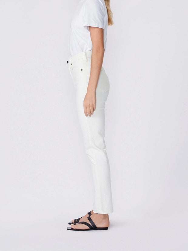 White High Waist Slit Jeans