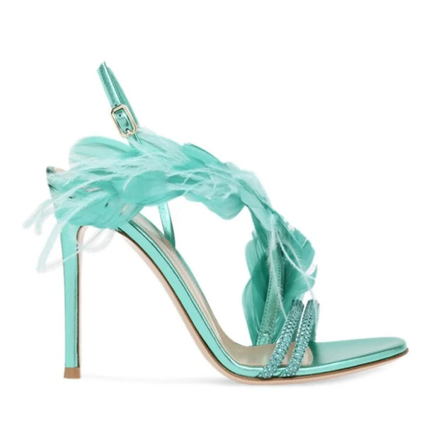 Aqua Feather Banquet High Heel