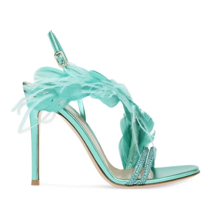 Aqua Feather Banquet High Heel