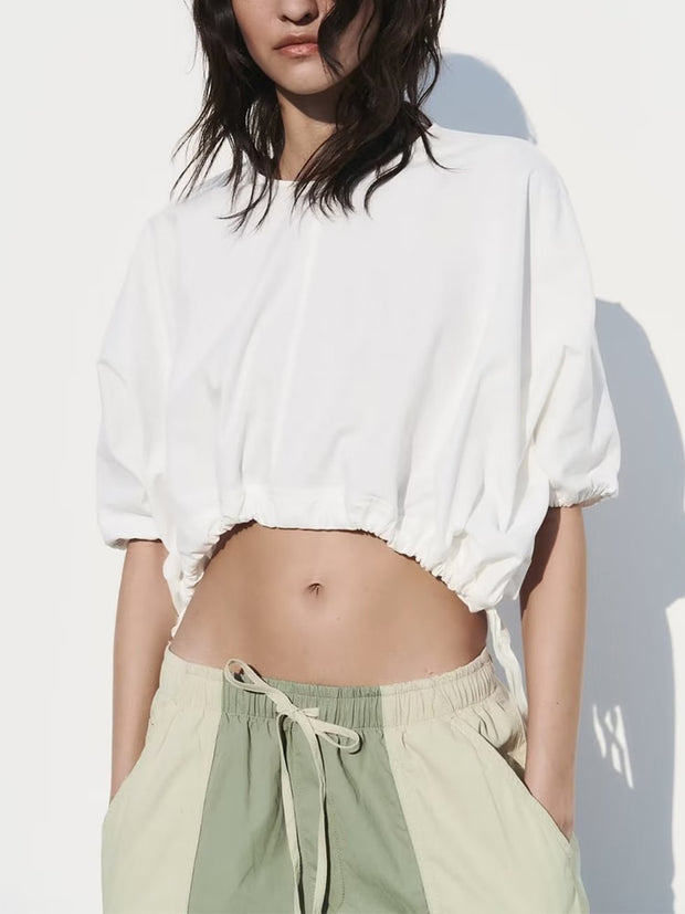 Bow Pleat Cropped Top