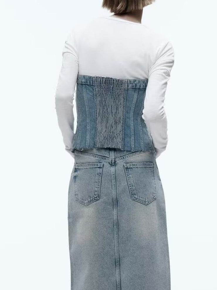 Denim Tube Corset Vest Top