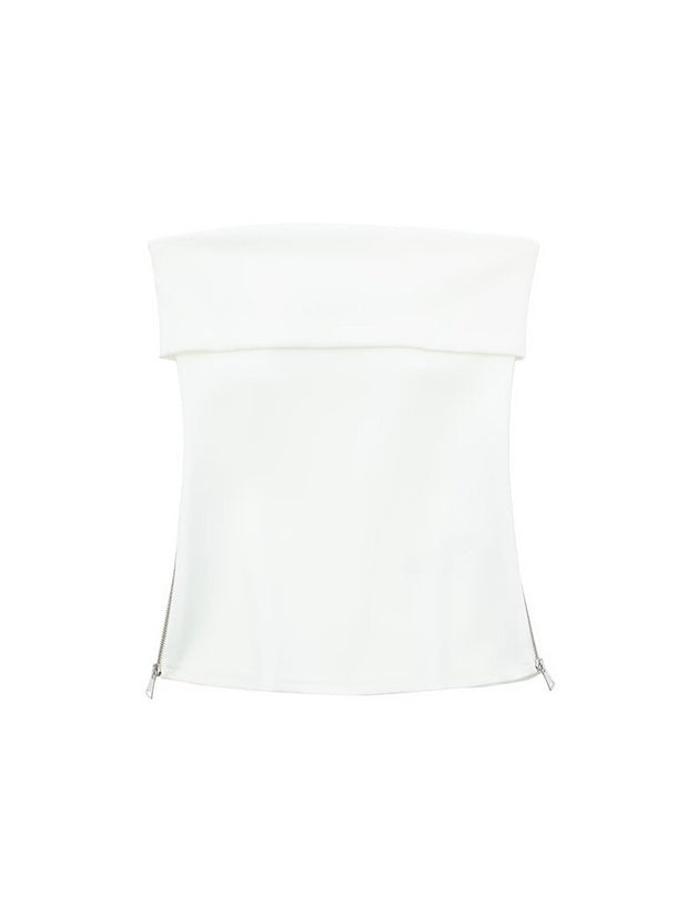 Side Zipper Cropped Bustier Top