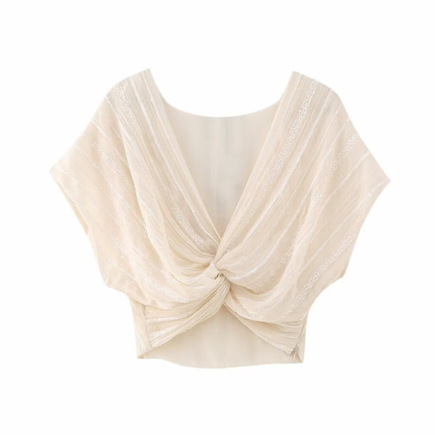 Tulle Wrap Ruched Top