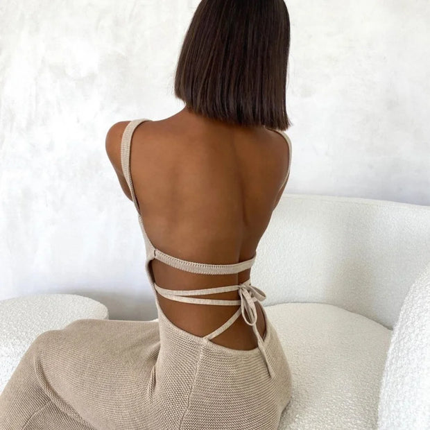 Backless Knit Maxi Dress