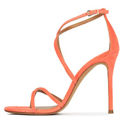 Orange Ankle Strap High Heels