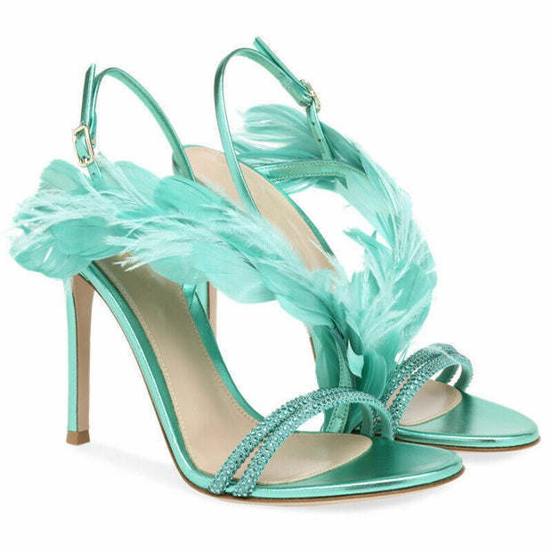 Aqua Feather Banquet High Heel